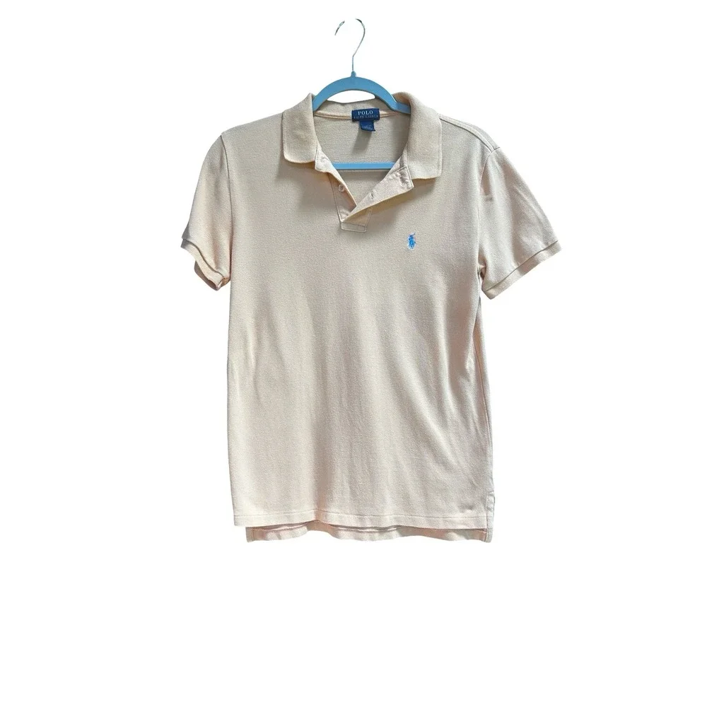 Polo Ralph Lauren Kids Boys Peach Orange Short Sleeve Cotton Pique Shirt L 14-16